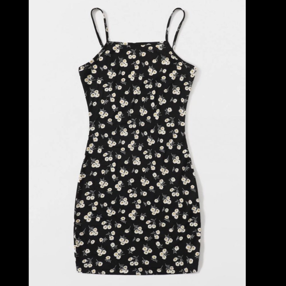 Floral bodycon dress with straight cut neckline